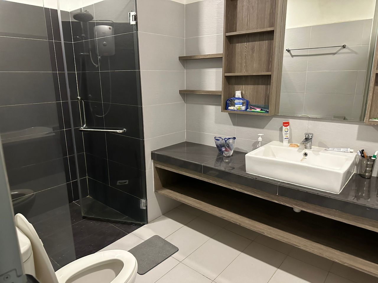 One of the four bathrooms, with a walk-in shower