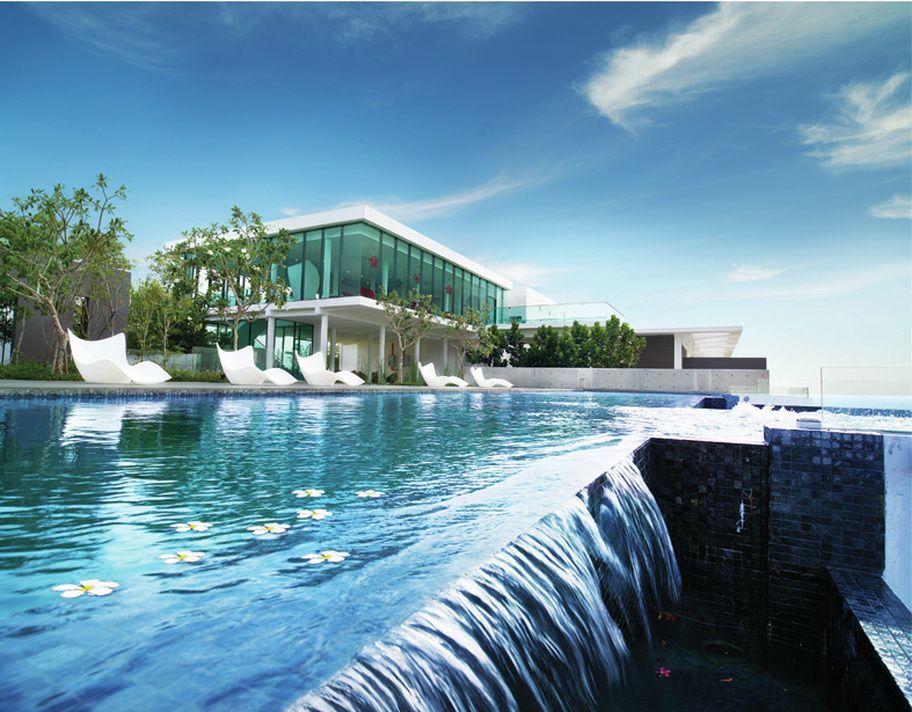 Poolside facility deck at X2 Residency, Puchong